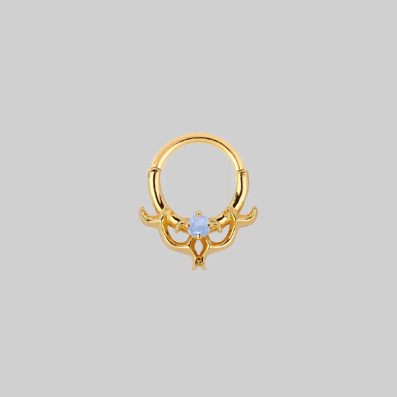 cluster rings for women -AURORA. Cosmic Waves Opalite Septum Clicker Ring - Gold