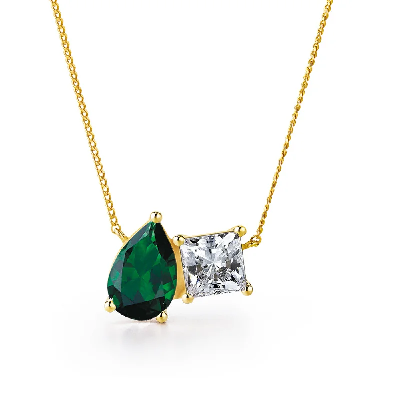 bridal necklaces for women -Toi et Moi Tru-Emerald and Princess Necklace