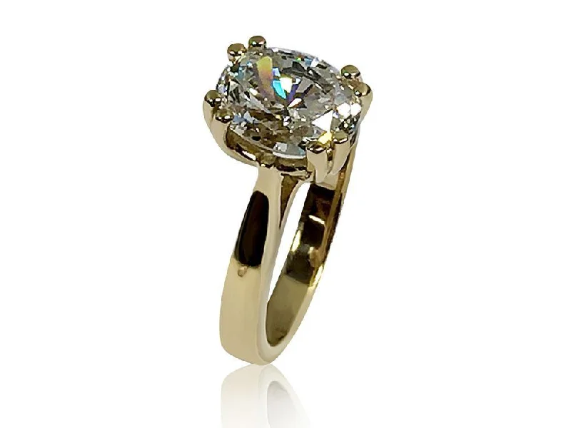 vintage wedding rings -3 Carat Oval Highest Quality Cubic Zirconia Solitaire Ring 14K Yellow Gold