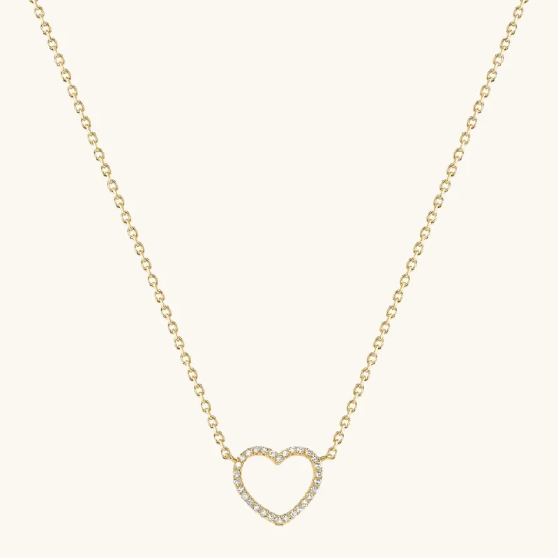 wedding necklaces for women -Small Open-Heart Diamond Necklace