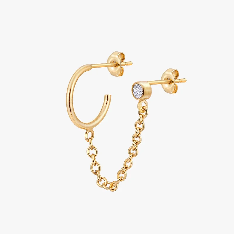 charm earrings for women -Stud Linked Hoop Chain Earring