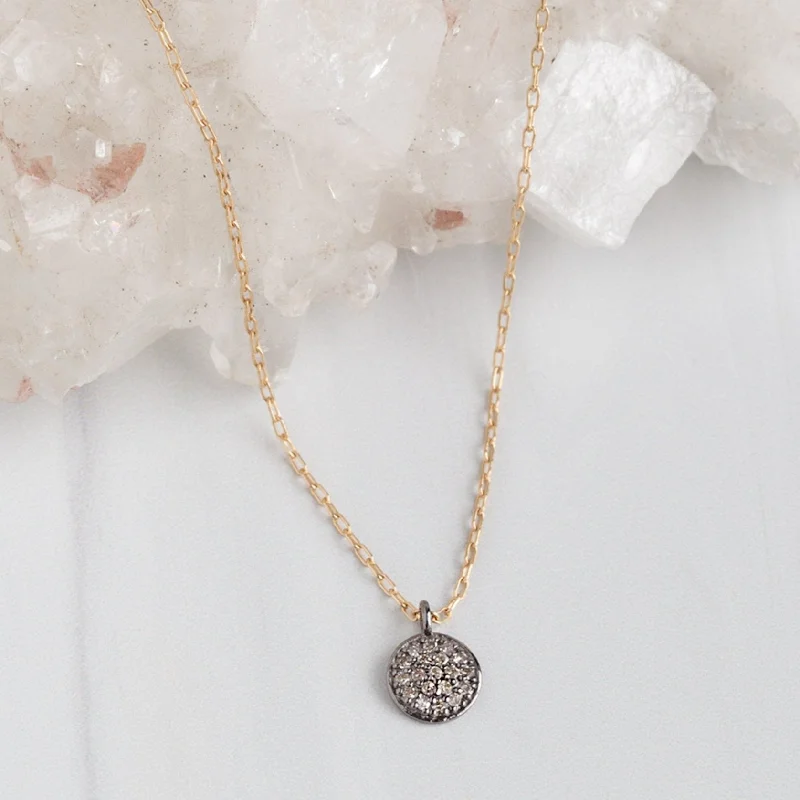 birthstone pendant necklaces for women -The White Diamond Pavé Disc Necklace | Gold Filled