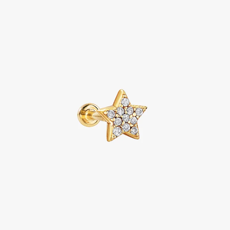 gold dangle earrings -Little Pave Star Flatback Earring