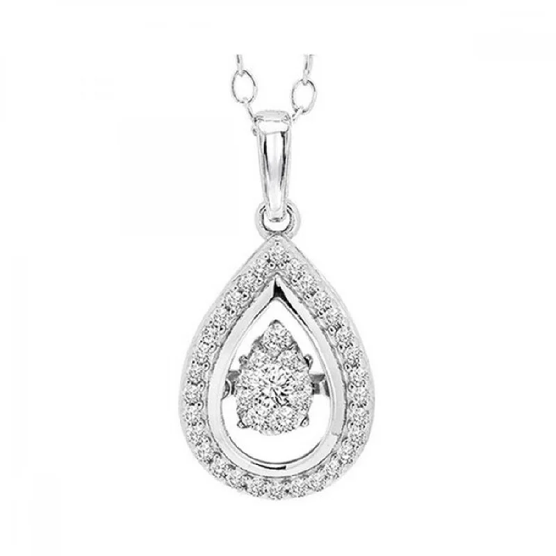 birthstone necklaces for gifts -14K White Gold Diamond Pear Shape Rhythm of Love Pendant Necklace