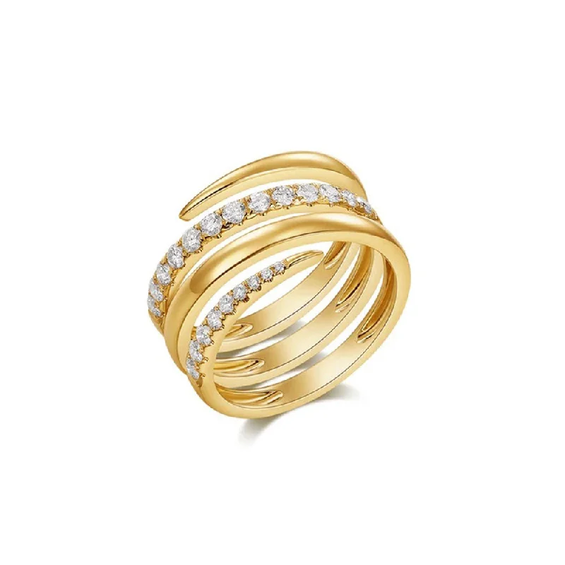 stackable rings for women -Diamond & Gold Spiral Claw Ring