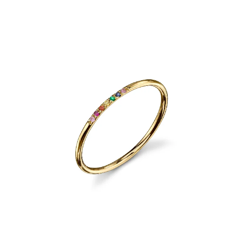 rings with initials -Gold & Rainbow 7-Stone Ring