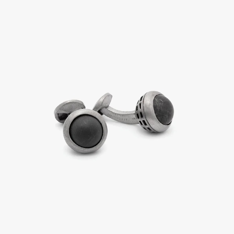 delicate bangles for women -Revolve Cufflinks In Sterling Silver with Onyx