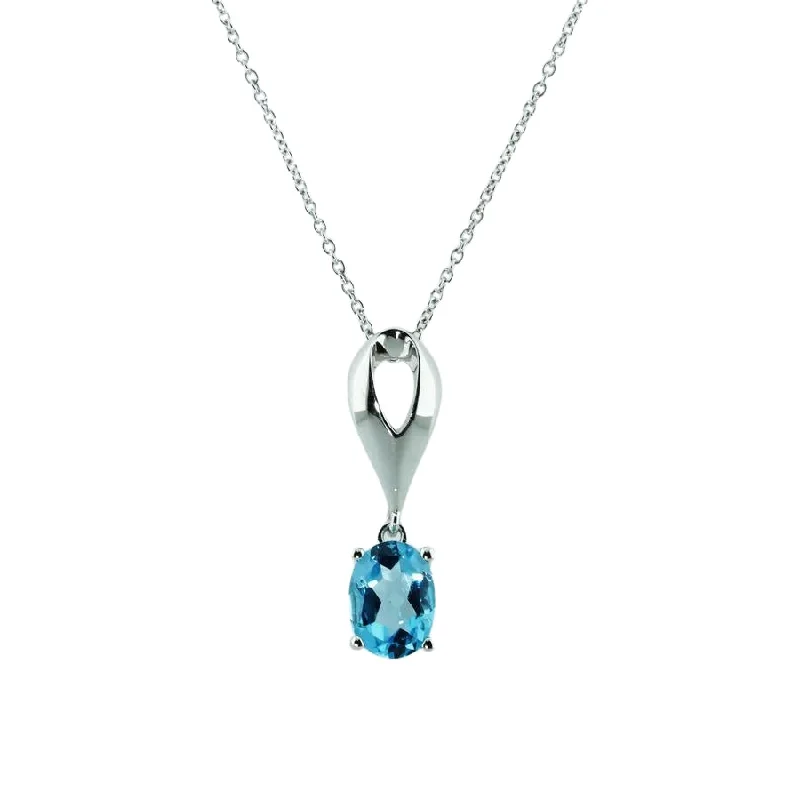 moonstone necklaces for women -Sterling Silver Swiss Blue Topaz Pendant Necklace