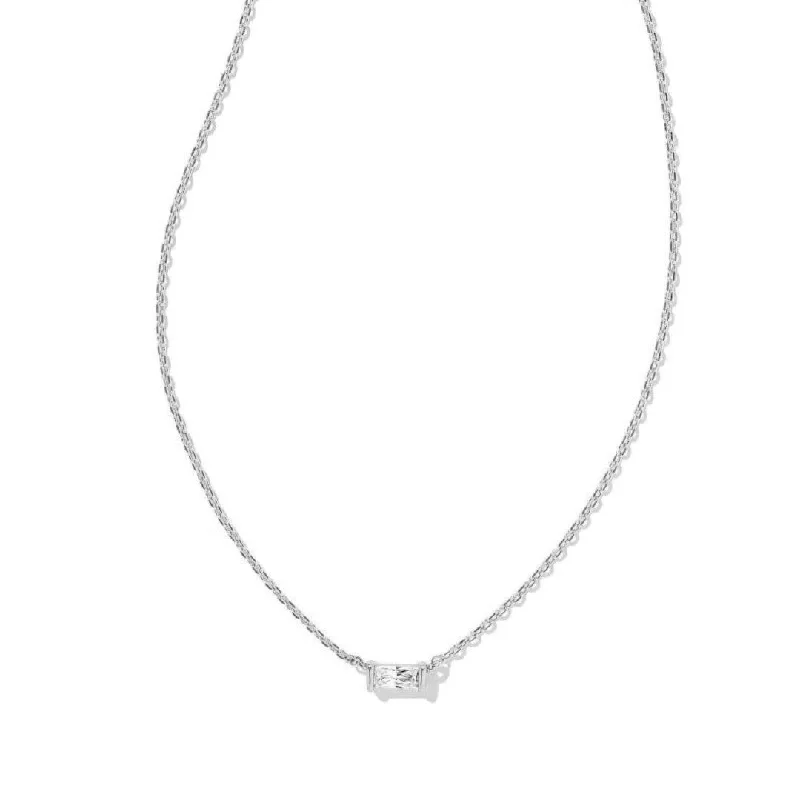 minimalist necklaces for women -Juliette Silver Plated Necklace White Crystal by Kendra Scott