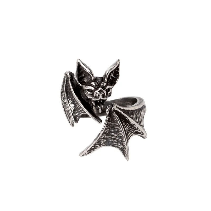 flower rings for women -Nighthawk Bat Ring by Alchemy Gothic