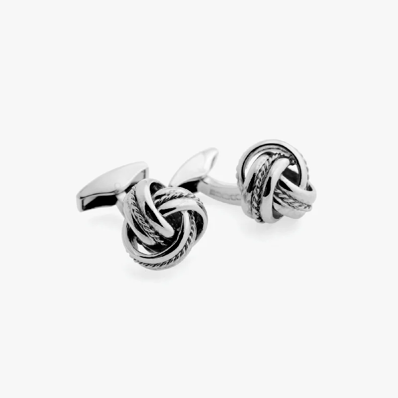 trendy bracelets for women -Royal Cable Knot cufflinks in sterling silver