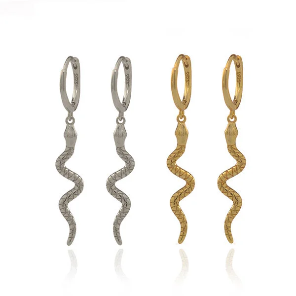 luxury earrings for women -Serpiente Huggie