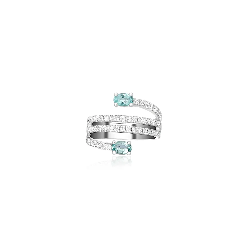 matching couple rings -Diamonds and Tourmaline Coil Ring