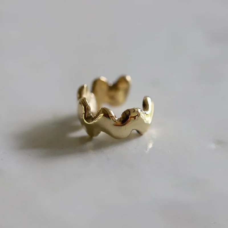 women's gold earrings -Wave Cartilage Ear Cuff