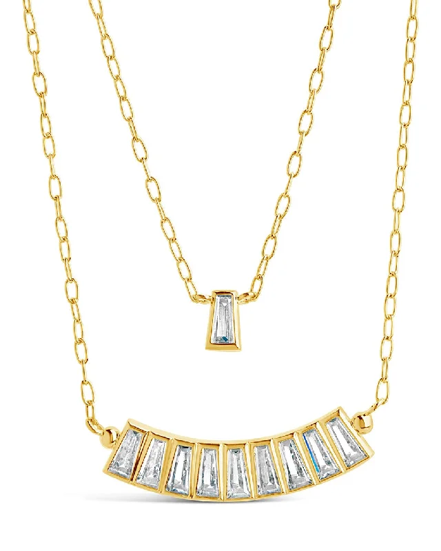 crystal pendant necklaces for women -Lillian CZ Row & Charm Layered Necklace