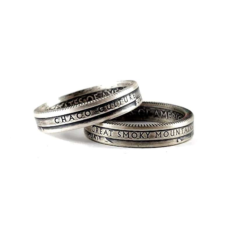 bold statement rings -90% Silver National Park Quarter Stacking Coin Ring