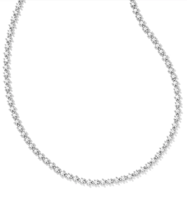 elegant necklaces for women -Nydia Silver White Crystal Strand Necklace by Kendra Scott