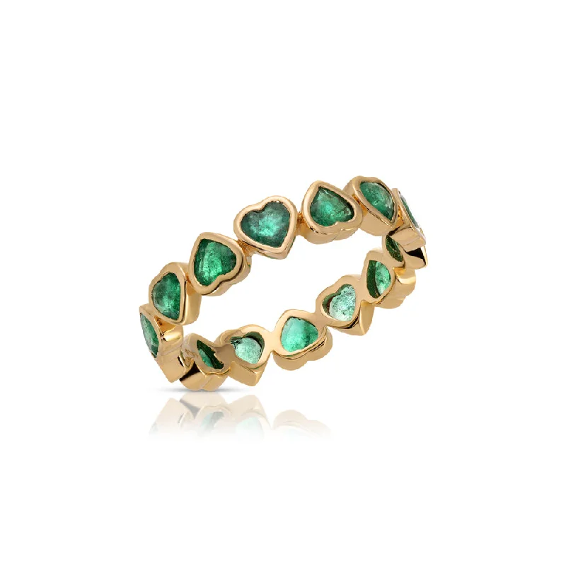 stackable diamond rings -14K Rose Gold Multiple Emerald Hearts Ring