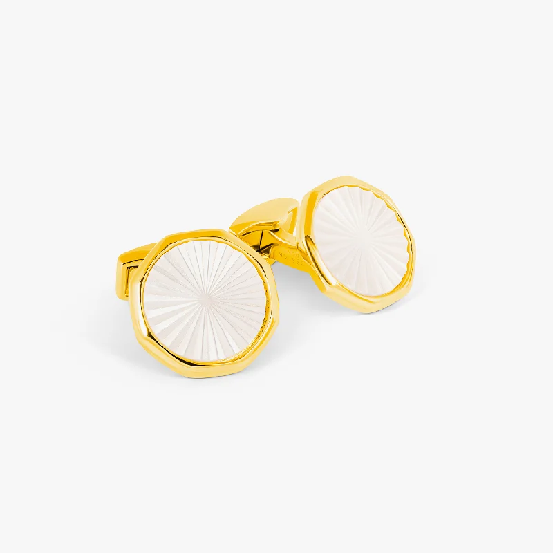 gold-tone bangles for women -Sunburst Cufflinks in Yellow Gold & White Mother of Pearl