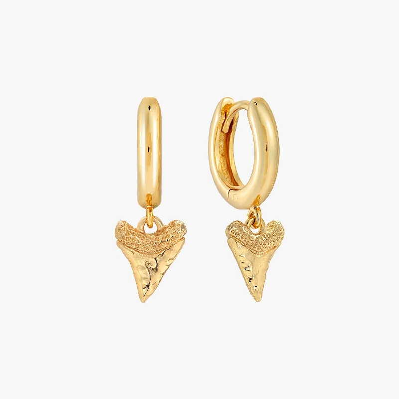 clip-on earrings for women -Shark Tooth Hoop Earrings