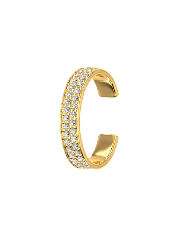 wedding bangles for women -Pave 18K Gold Ear Cuff w. Lab-Grown Diamonds