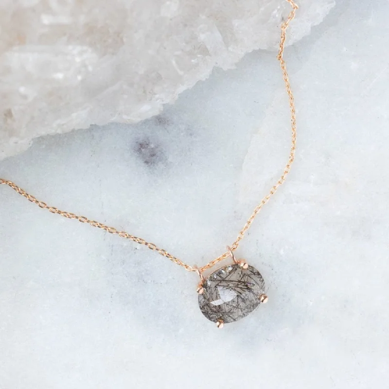 chic pendant necklaces for women -The Tourmaline in Quartz Necklace | 10K Rose Gold