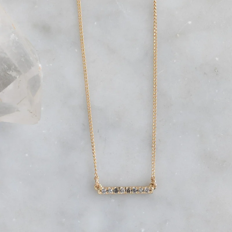 chain link necklaces for women -The Salt and Pepper Diamond Bar Necklace | 14K Yellow Gold