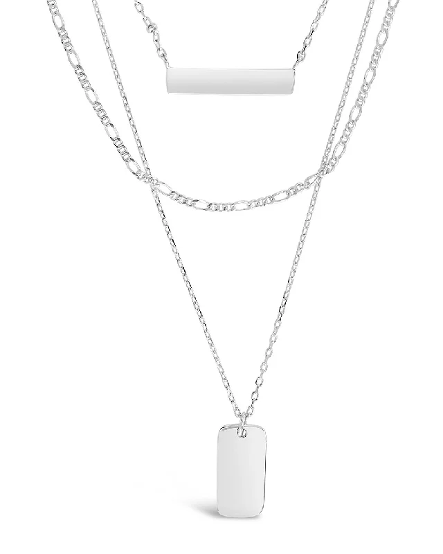 chunky necklaces for women -Sterling Silver Layered Bar Necklace