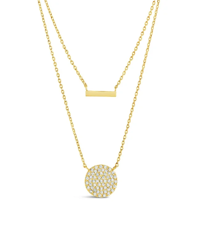 charm necklaces for women -Vivian CZ Disk & Bar Layered Necklace