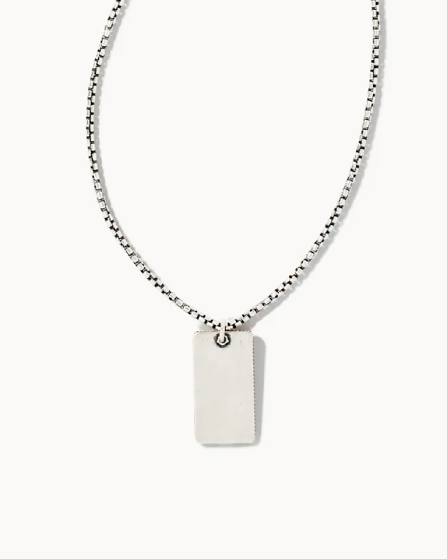 birthstone necklaces for gifts -Dog Tag Necklace in Oxidized Sterling Silver by Scott's Brothers