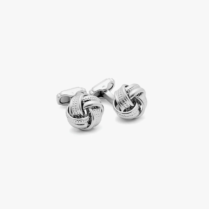 boho bracelets for women -THOMPSON Satin Dot Knot Cufflinks In White Bronze Plated