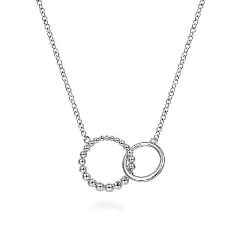 infinity necklaces for women -Sterling Silver Bujukan Beaded Double Circle Necklace 17.5" by Gabriel