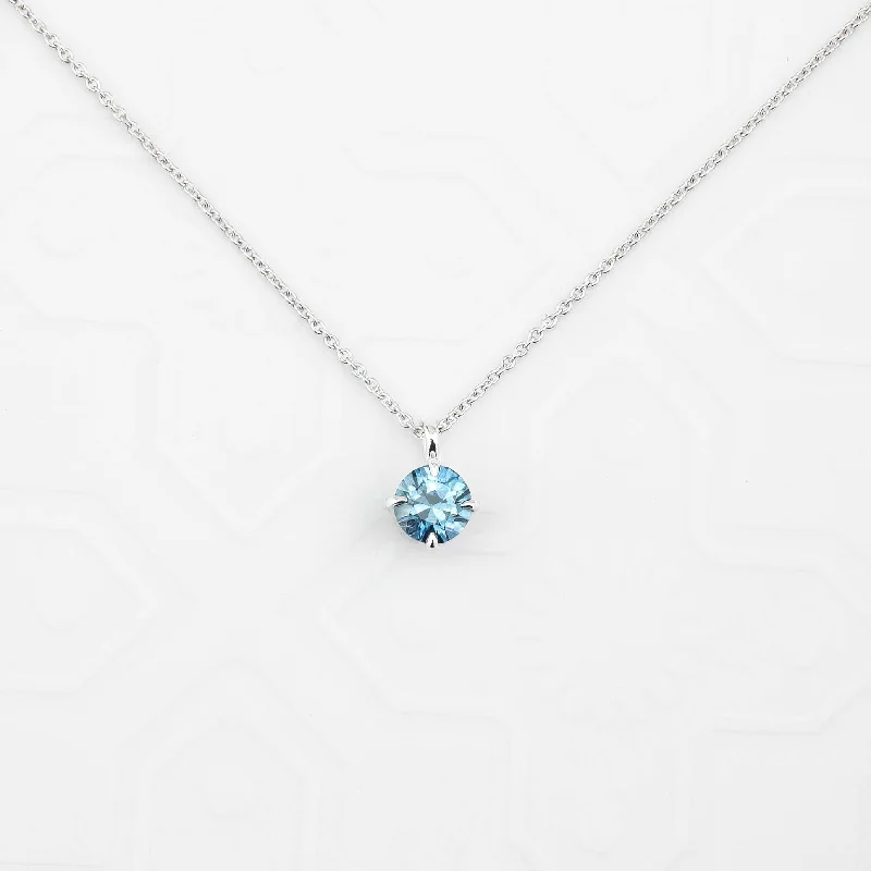 men's style necklaces for women -Alice Necklace 5mm Montana Sapphire, 14k White Gold (One of a kind)