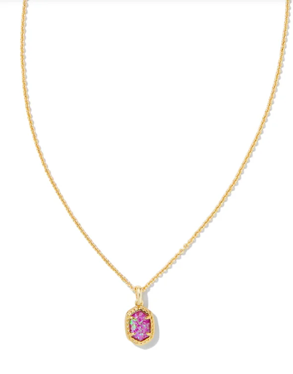 infinity necklaces for women -Daphne Gold Magenta Kyocera Opal Framed Short Pendant Necklace by Kendra Scott