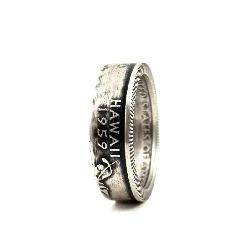 fancy rings for women -90% Silver Hawaii Quarter Ring