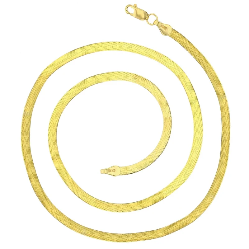 luxury fashion rings for women -14KT Yellow Gold 18-inch 2.8MM Herringbone Chain