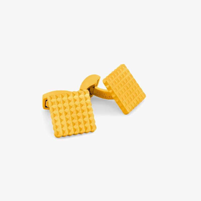 minimalist bracelets for women -Giza Cufflinks In IP Gold Plated with Yellow Gold Diamond