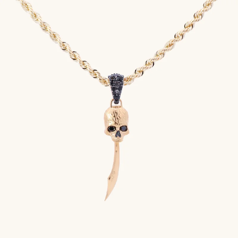 women's gold necklaces -Men's Black Diamond Skull Sword Necklace