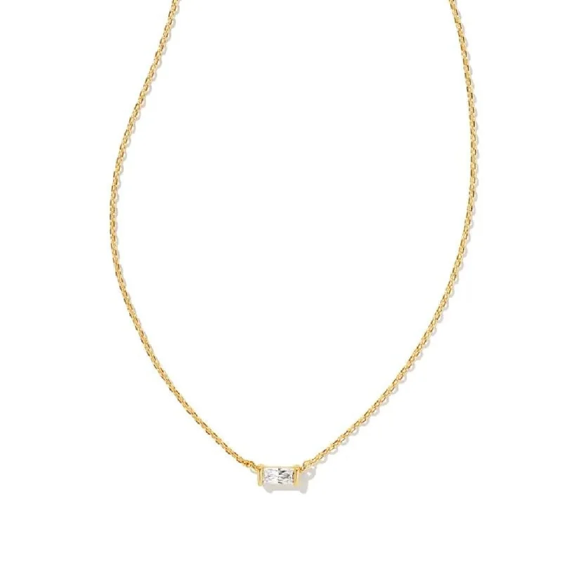 anniversary gift necklaces -Juliette Gold Plated Pendant Necklace White Crystal by Kendra Scott