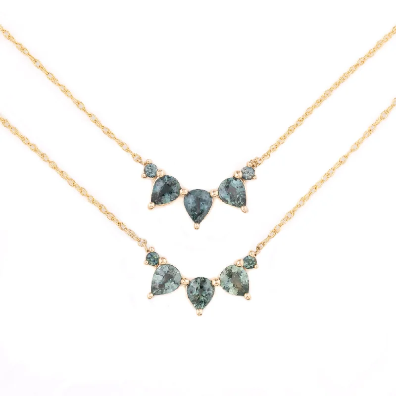 women's gold necklaces -Gloria Blue Green Sapphire Necklace (One of a kind)