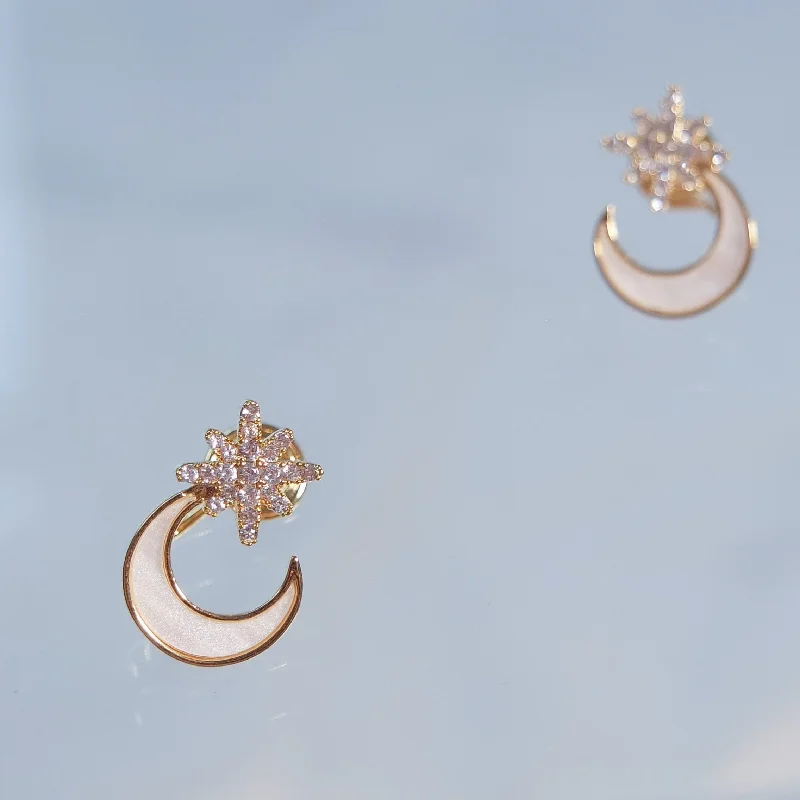 gold plated earrings for women -Serene Moon Earrings