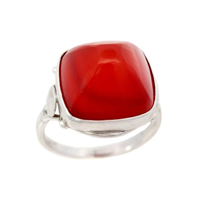 gemstone rings for women -Art Deco Sterling Silver Carnelian Ring