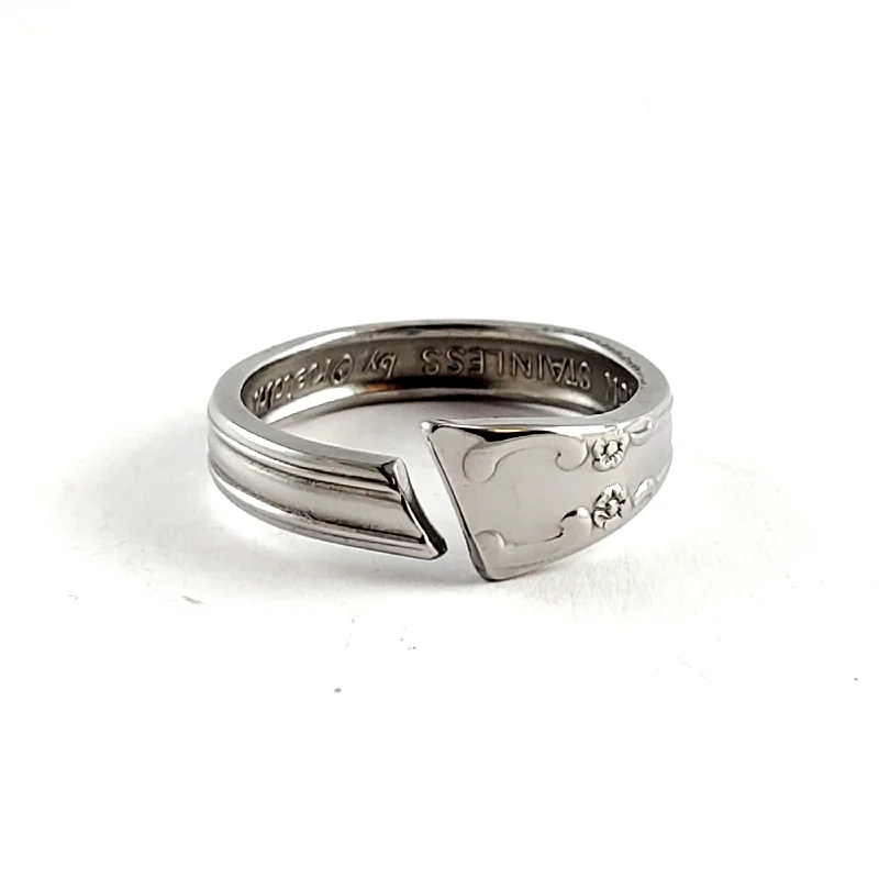 trendy wedding rings -Oneida Mansion Hall Open Shank Stainless Steel Spoon Ring