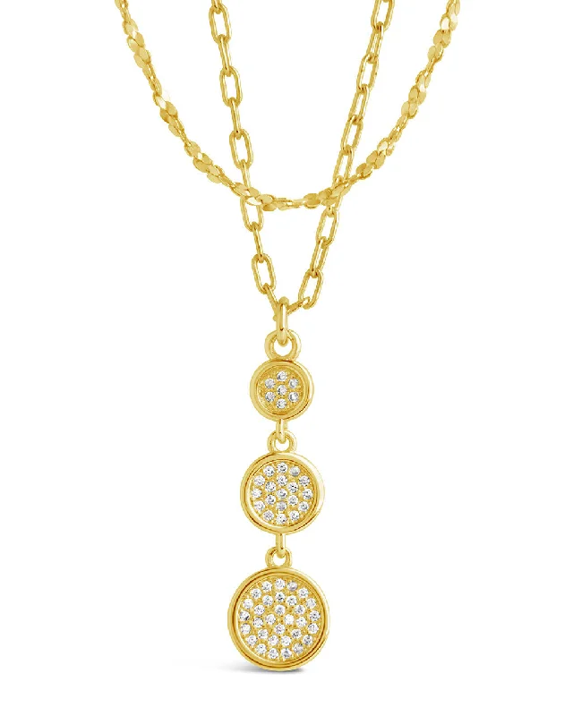 delicate gold necklaces -Amy CZ Pendant & Layered Chain Necklace