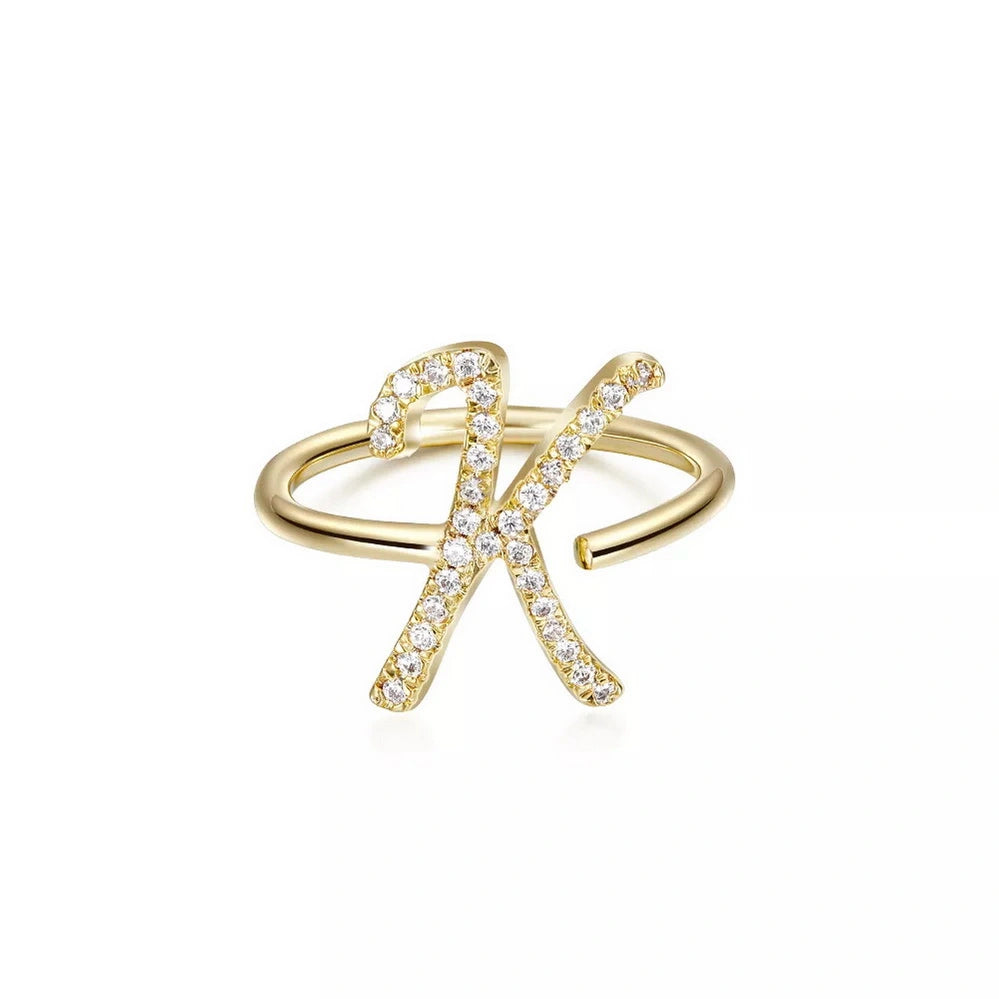 simple rings for women -Trendy Gold Initial Ring