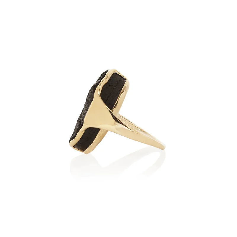 women's gold necklaces -Black Tourmaline Amulet Ring XIII