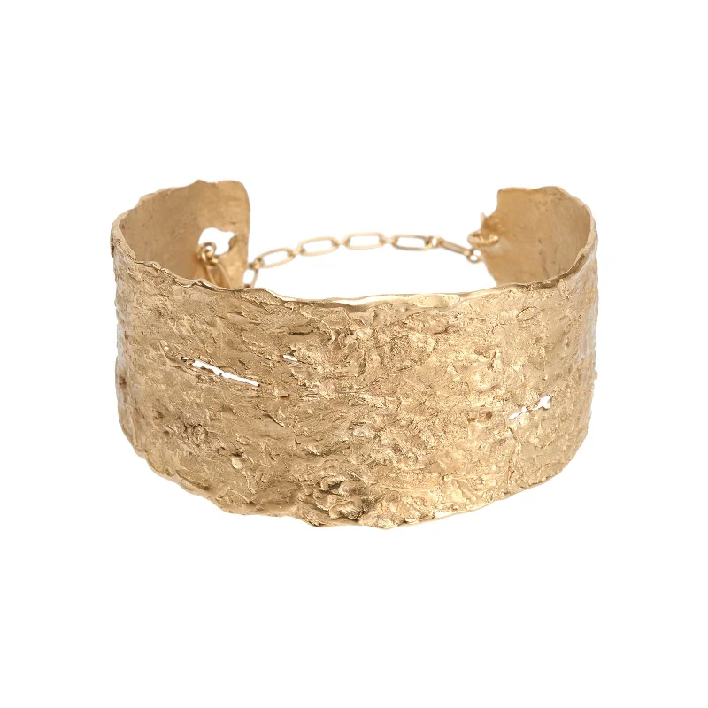 silver-tone bangles for women -Into the Woods Armcuff Gold Plated