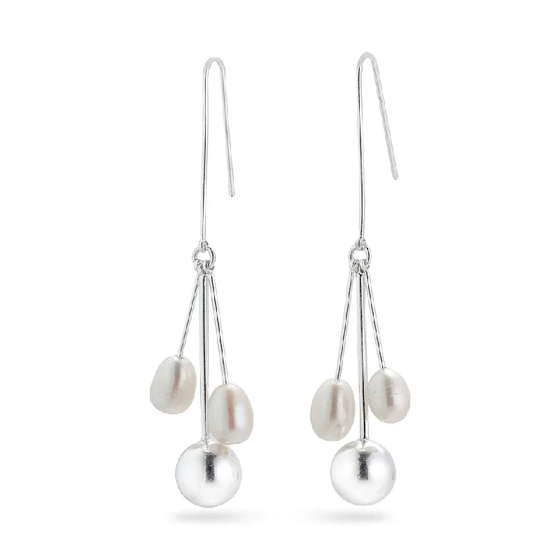 rose gold earrings for women -Urd Pearl Silver Plated Earrings