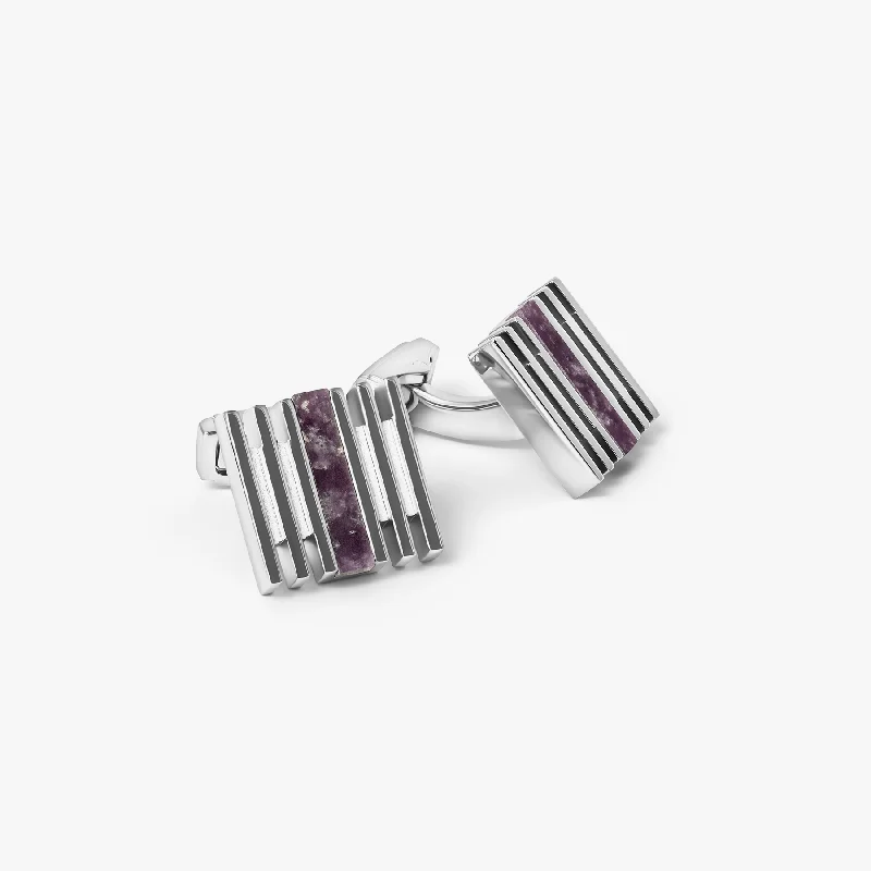 diamond bangles for women -THOMPSON Summer Stripes Bar Cufflinks With Amethyst And Palladium Plated