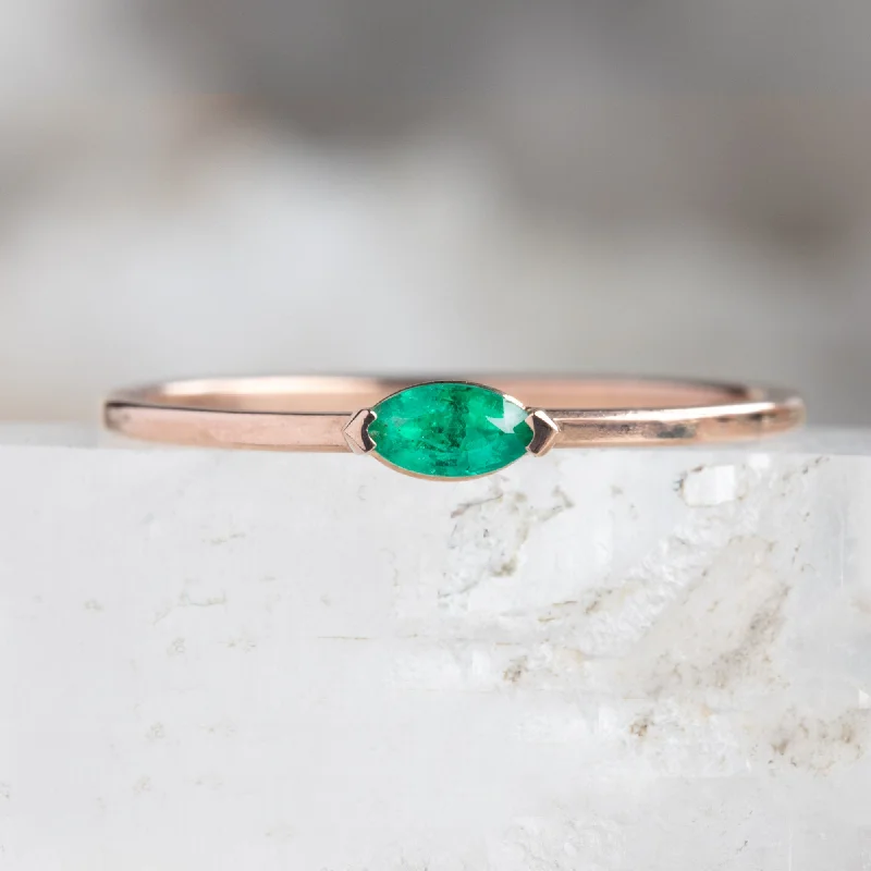 modern minimalist necklaces -The Teensy Emerald Ring | 14K Rose Gold